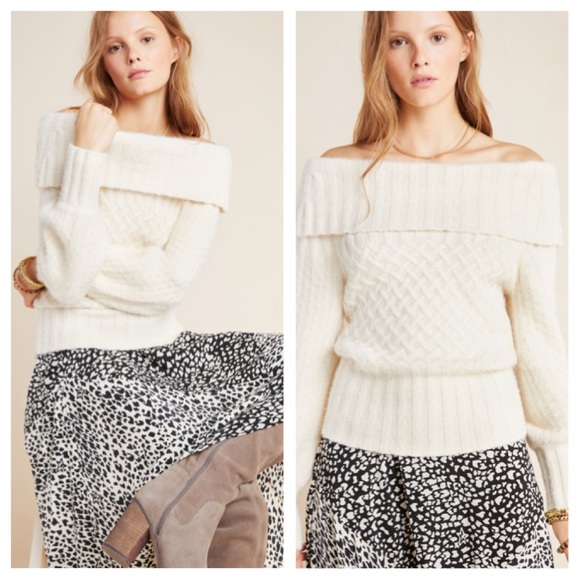 Anthropologie Sweaters - Anthropologie L Margo Off-The-Shoulder Sweater NWT